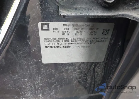 2016 Chevrolet Cruze Ls Auto from USA, damaged, VIN 1G1BC5SMXG7298869